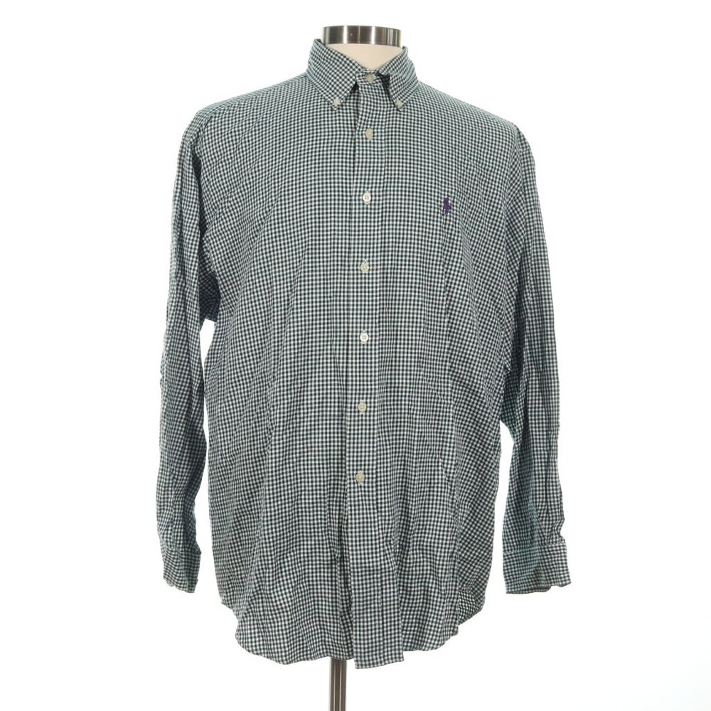 Ralph Lauren Men's Green Tilden Golf Gingham Plaid Button Down Shirt Size Large